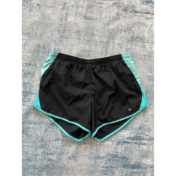 Nike Dri Fit Black Aqua Blue Tempo Athletic Running Shorts Medium - Picture 1 of 7